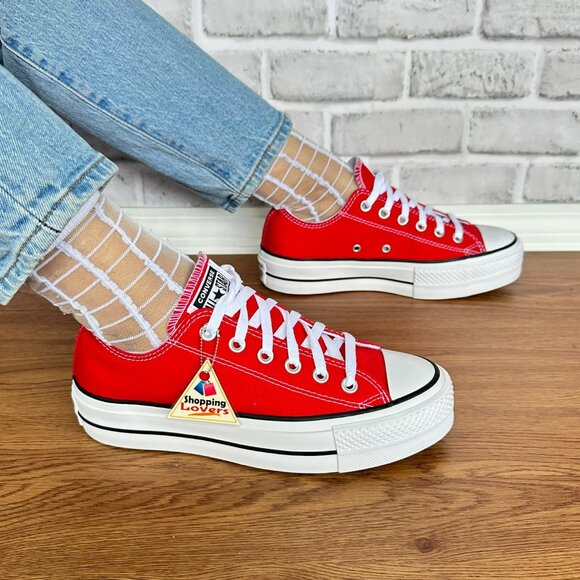 ⭐Converse Chuck Taylor Lift Ox Low Canvas 7 Women's Shoes Sneakers Red A14905C - Picture 2 of 13